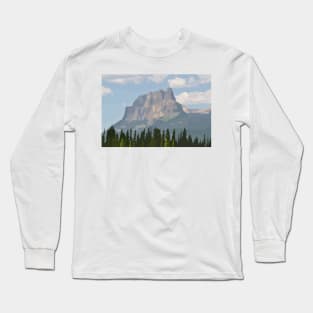 Castle Mountain Banff National Park Digital Painting Long Sleeve T-Shirt